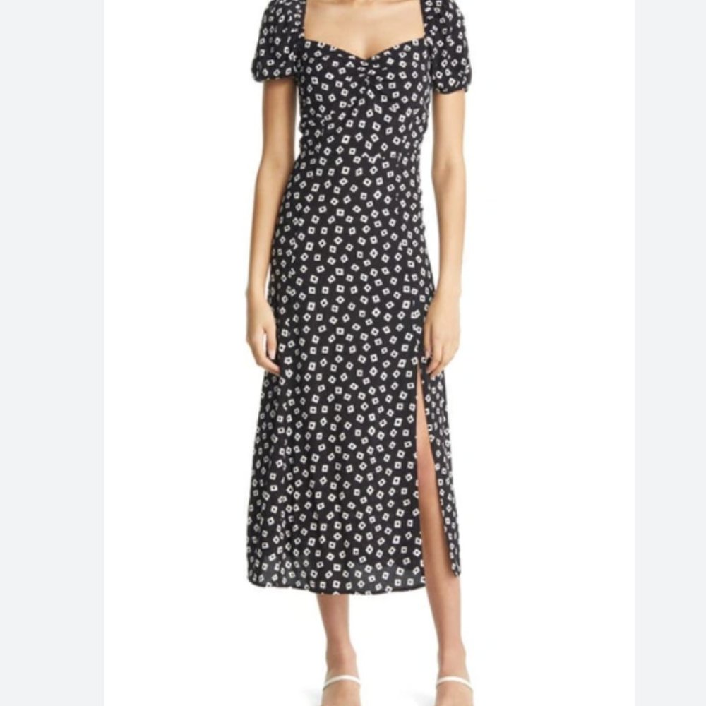 & Other Stories Flowy Puff Sleeve Midi Dress